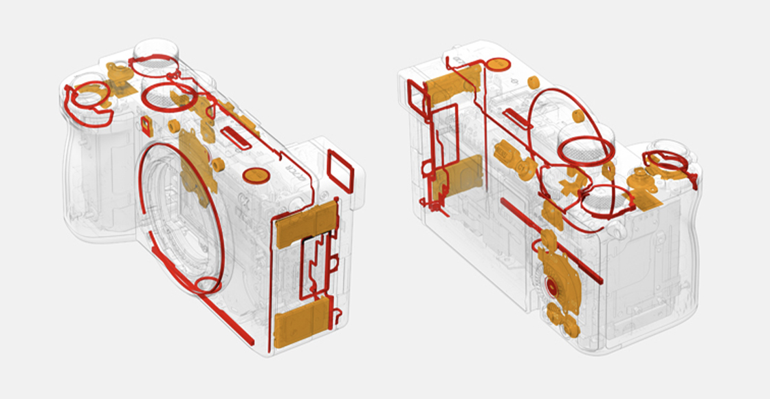 Ilustracija koja prikazuje lokaciju brtvi koje pružaju otpornost na prašinu i vlagu